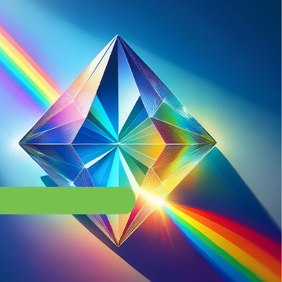 prism dispersing light into a rainbow
